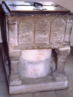 The Norman font of Purbeck stone