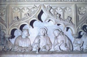 Detail from the Caen stone reredos depicting The Last Supper